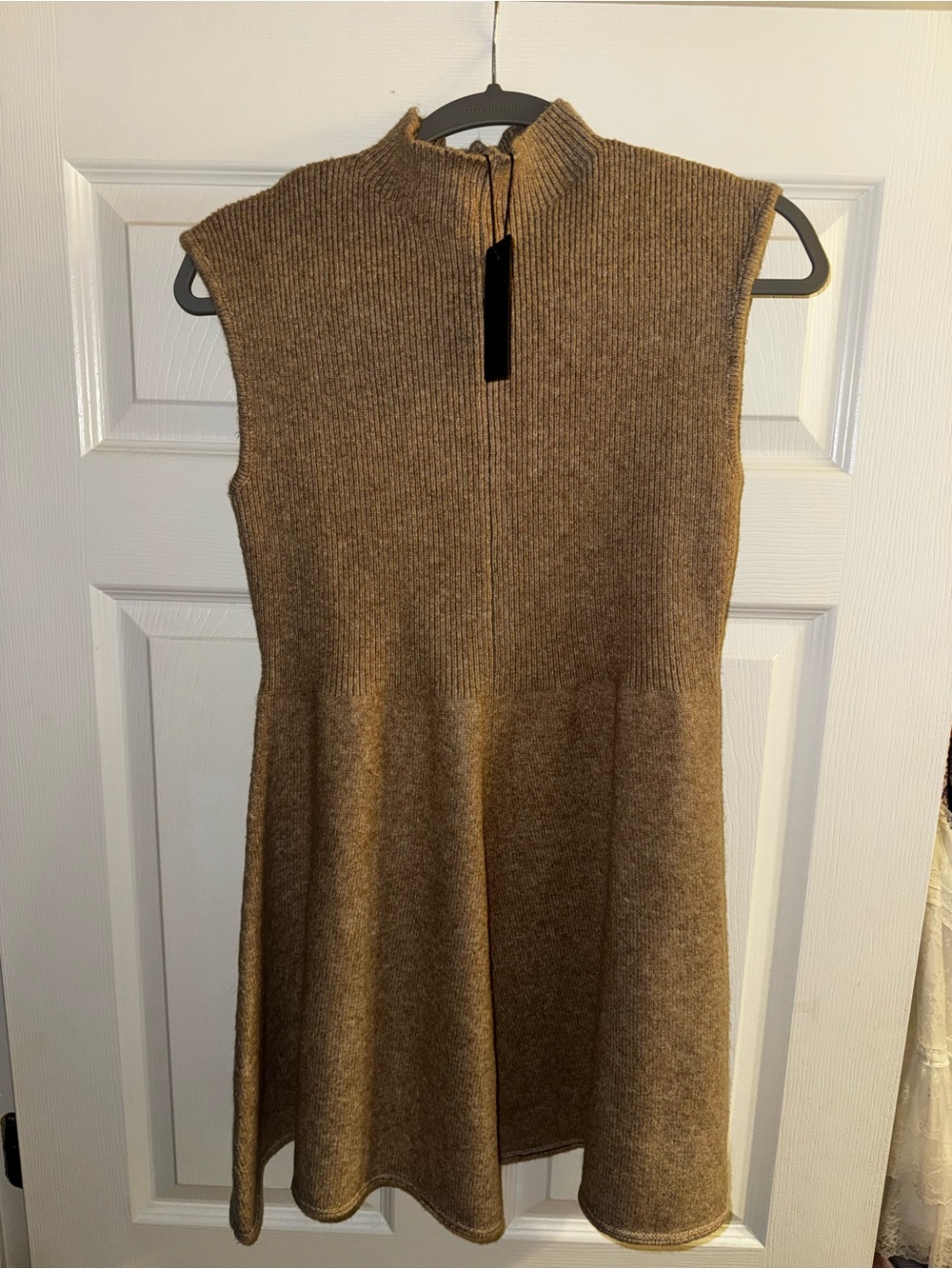 Sleeveless Knit A-Line Dress in Camel Brown